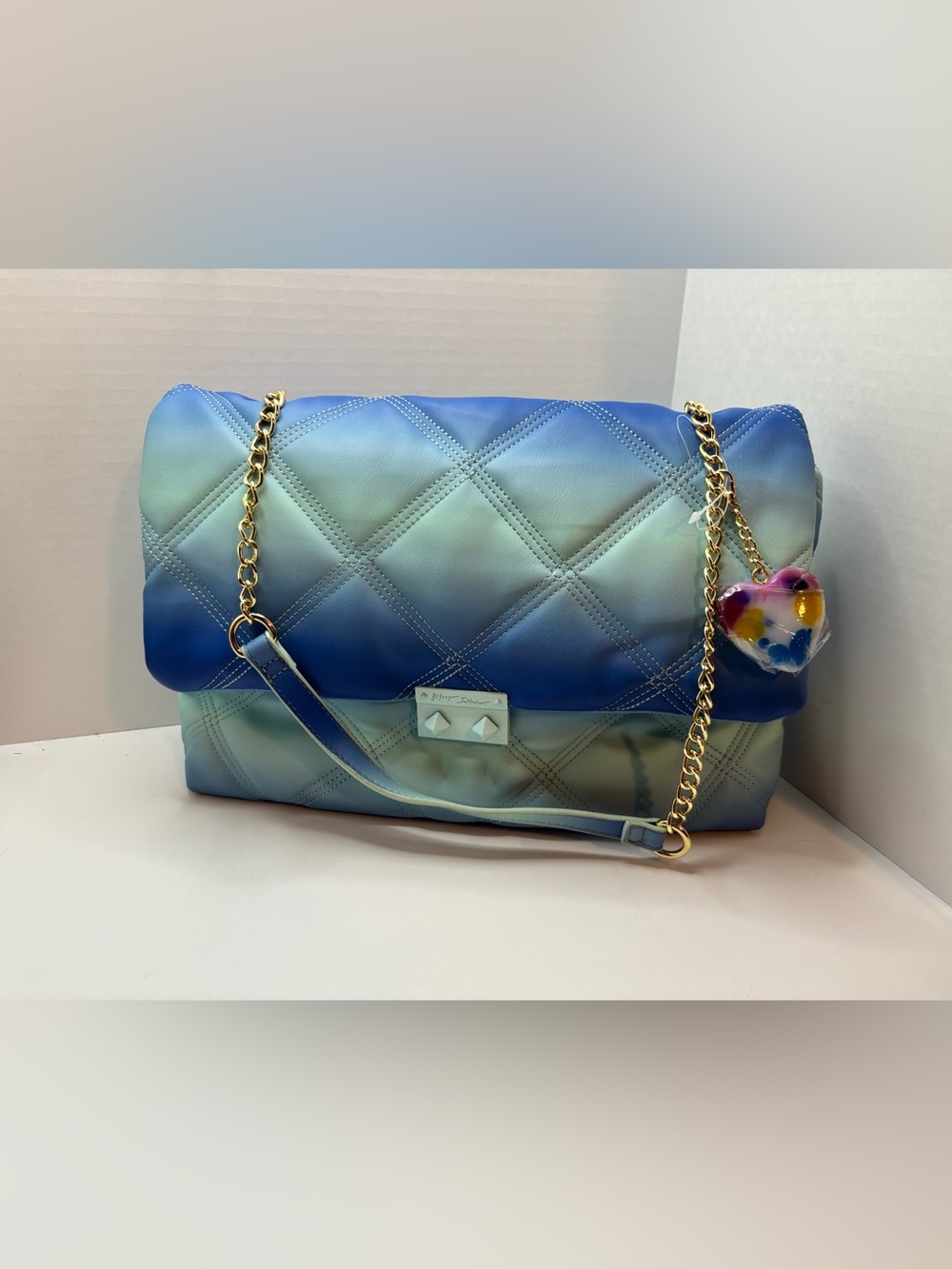 Betsey Johnson Quilted Blue/multi colored Shoulder Bag XOCIARA
